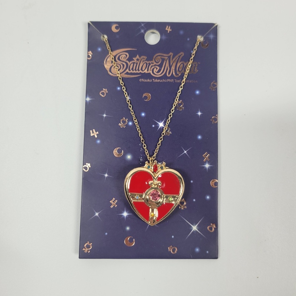 NEW VintageSailor Moon  COSMIC HEART Pendant Necklace Red Enamel Jeweled Jewelry